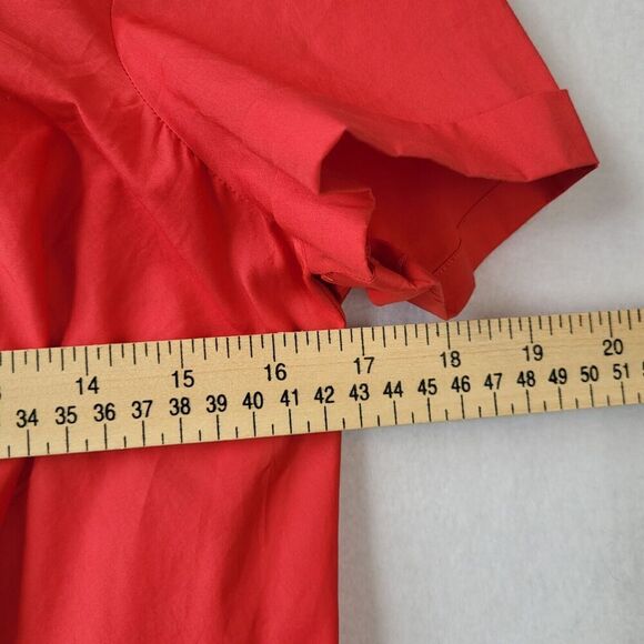 NEW Talbots Babydoll Poplin Wrap Front Mini Dress Size 4 Coral Bow Short Sleeve - Picture 10 of 12